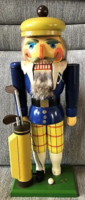 VINTAGE GOLFER ERZGEBIRGISCHE VOLKSKUNST NUTCRACKER MADE IN GERMANY GDR W/clubs • $78