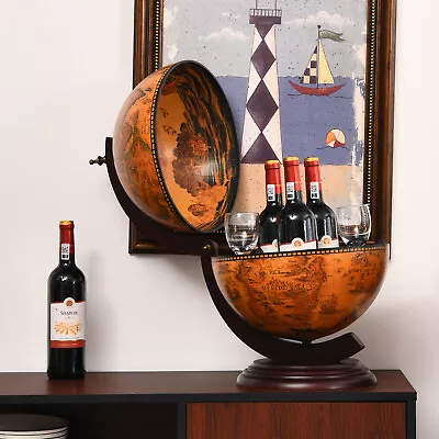 Tabletop 19  Globe Bar Wine Cabinet 16th Century Nautical Map Wood Wine Stand • $59.49