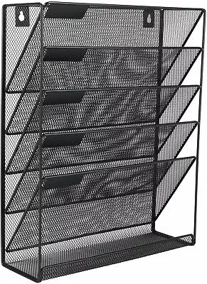 £17.89 • Buy Black Magazine Rack Document File Holder Literature Storage Wall Mounted Metal 