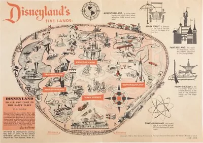 Walt Disney Signed Disneyland 1958 Program And Map Disneyana Rare Park Autograph • $14995