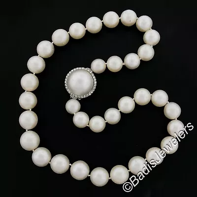 20  GIA Cultured Pearl Strand Necklace W/ 14k Gold Diamond & Mabe Pearl Clasp • $7998.40