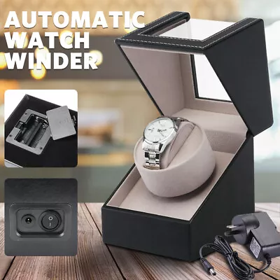 Watch Winder Watch Box Automatic Luxury Single Motor Leather Storage Gift • $38.99