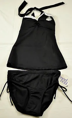 Women's Mod Bod Swim Size Small Tankini Black Ties Around Neck Stretch • $20