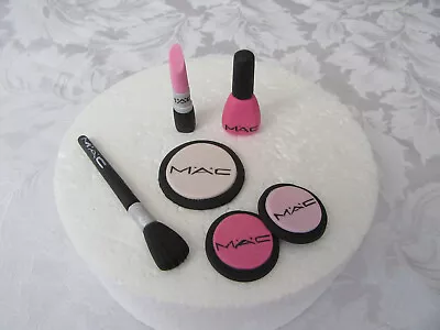 Edible Handmade MAC Make Up Cake Topper Fondant Girls Decoration Set (Pinks) • £12.49