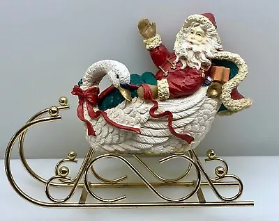 Christmas ~ Vintage Midwest Jolly Old St Nick Santa On Swan Sleigh  8 L  Euc • $24.88