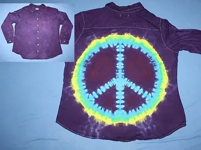 Tie Dye Woman XL Dress Shirt  Mullet: Business Front Party Back Purple LS • $29.93