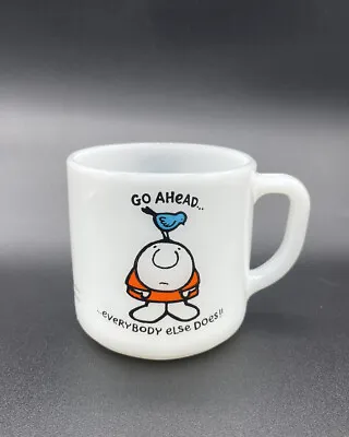 $16.49 • Buy Federal Glass Company Vintage Ziggy Cartoon Milk Glass Mug Coffee Cup