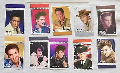 Elvis Presley Stamp Collection 10 Mint Stamps • $17.41