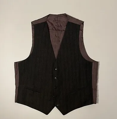 VTG Men's Op Vest Brown Striped Polyester Lining Casual • $34.99