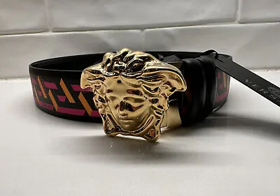 NEW Versace Mens Gold Medusa Head Buckle Reversible Leather Belt Size 105 US 42 • $251.99