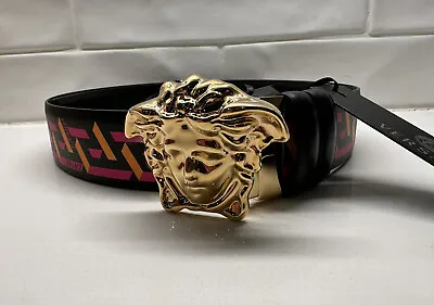 NEW Versace Mens Gold Medusa Head Buckle Reversible Leather Belt Size 90 US 36 • $251.99
