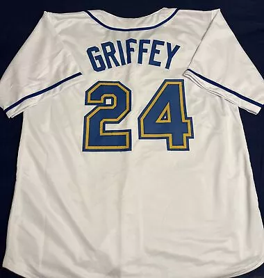 Ken Griffey Jr. Custom Throwback White Seattle Mariners Jersey Mens Size 2XL • $31.99
