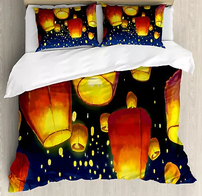 £86.51 • Buy Lantern Duvet Cover Set With Pillow Shams Floating Fanoos Chinese Print