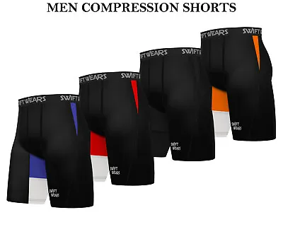 Mens Compression Shorts Base Layer Briefs Pant Thermal Running Gym Fitness Yoga • £6.49