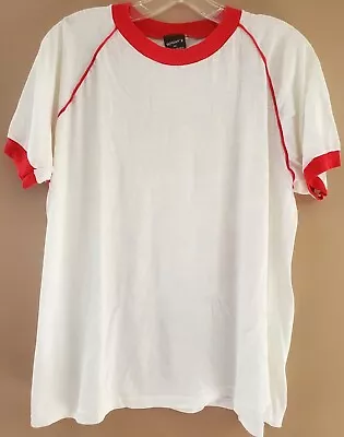 Wright Vintage White & Red Ringer Lightweight Thin Shirt XL See Measurements USA • $12.99