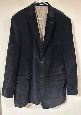 Saddlebred Mens Two Button Black Corduroy Sport Coat Jacket 48L Western • $34