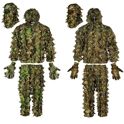 AYIN Ghillie Suit Camouflage Jacket Pants 3D Leaf Camo Set W/ Mask & Gloves • $44.95