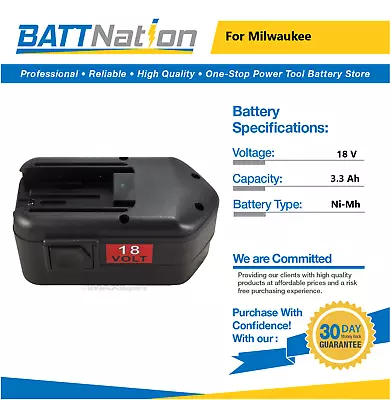 18V 3.3Ah NiMh Battery For Milwaukee 48-11-2200 48-11-2230 48-11-2232 • $44.45