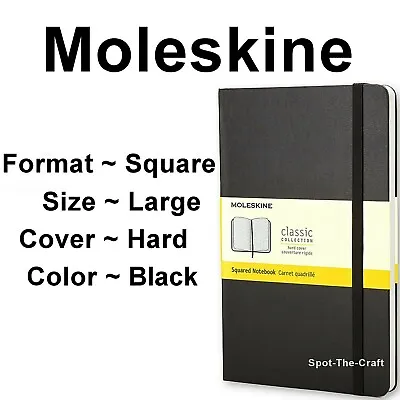 Moleskine Squared Notebook Large Black Hard Cover • $15.99
