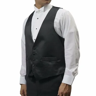 Men's Black Satin Tuxedo Vest With 5 Buttons • $16.95