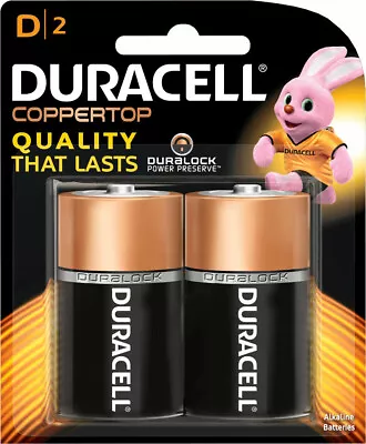 Duracell Coppertop Alkaline All Purpose D Batteries 2 Pack • $10.57