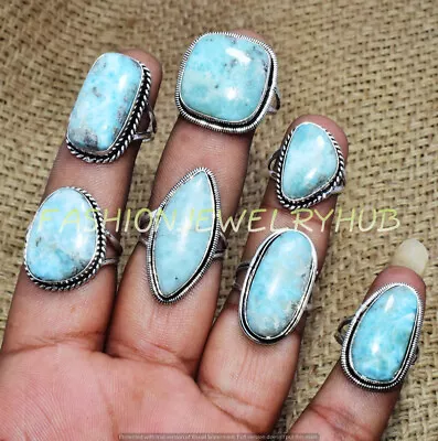 Larimar Gemstone 25pcs Rings Lot 925 Silver Plated Jewelry FR-2684 • $33.24