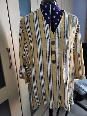 Mustard Striped Blouse From Nutmeg Size18 • £6