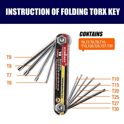 10 PC Tamper Proof Star Key Set Folding Locking Torx Security Screwdriver T6-T30 • $7.99