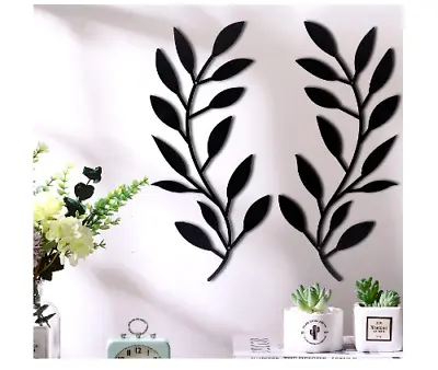 Metal Tree Leaf Wall Decor Vine Olive Branch Art Wrought Iron Living Room 2 Pcs • $15.59