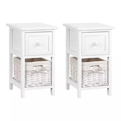 Artiss Bedside Tables Drawers Side Table Storage Cabinet Nightstand Bedroom X2 • $75.64