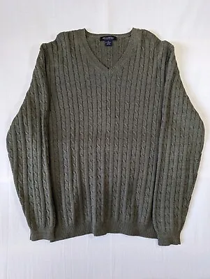 Brooks Brothers Sweater Mens 2XL Merino Wool Green V-Neck Knit • $19.99