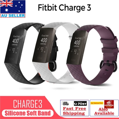 $7.63 • Buy For Fitbit Charge 3 Replacement Silicone Wrist Strap Smart Watch Band Size L/S