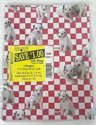 Forget Me Not Wrapping Paper Vintage Dalmatians Plaid Music Notes NEW • $6.99