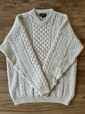 Orvis Cream Irish Fisherman Style Wool Sweater Men’s L • $59.99