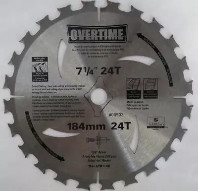 Overtime 00503 7-1/4 X 24T Circular Saw Blade 5/8  Arbor • $5