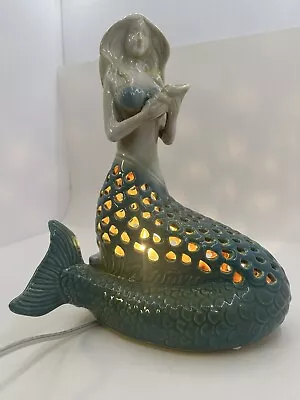 Cracker Barrel Exclusive Ceramic Mermaid Accent Lamp Beautiful Works Great  • $52.99