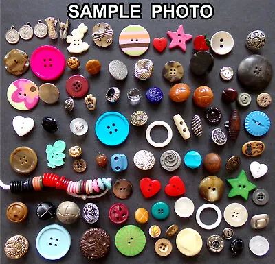 100 UNIQUE BUTTONS Random Lot Vintage Mixed Craft Button & Connector Variety Set • $20