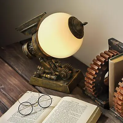 Small Steampunk Airship Lamp Illuminated Futuristic Sculptural Round Orb Light • $106.60