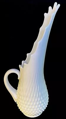 Fenton Art Glass Milk Glass Hobnail Swung Pitcher Vase 16” Tall  Pre-Logo • $39.49