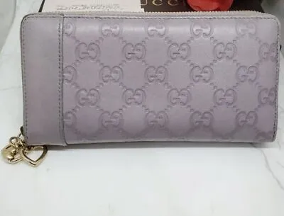 $263.82 • Buy Gucci Purple GG Leather Long Wallet Round Zip Pre-owned Very Good Condition