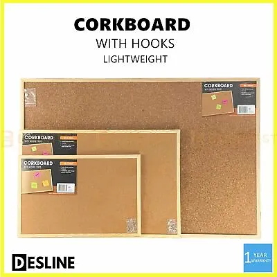 Cork Board Corkboard Pinboard Notice Large Memo Photos Wooden Frame Pins Wall • $19.95