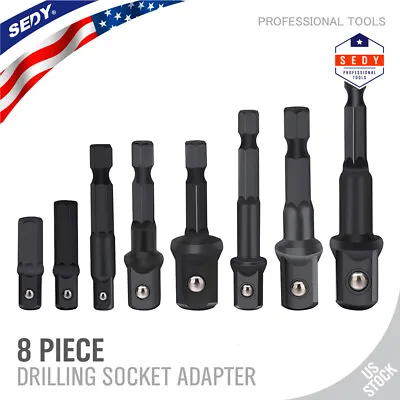 8Pcs Socket Adapter Impact Hex Shank Drill Bits Power Extension Bar 1/4 3/8 1/2 • $7.99