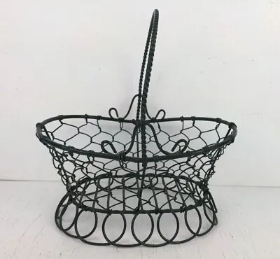 Vintage Chicken Wire Basket Green Accent Home Decor Display Small  • $6.99