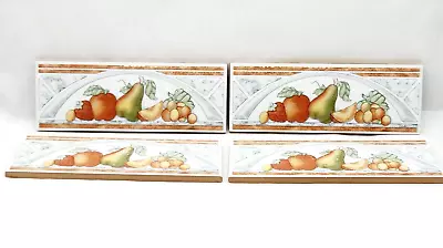 Ceramic Wall Tile 8  X 3  Fruit Pear Apple Strawberry Grape Decorative Lot Of 4  • $37.05