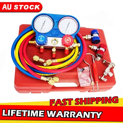 R134a R410a R22 HVAC A/C Manifold Gauges Refrigerant Tool Kit 5 FT Vacuum Pump • $76.99