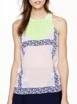 J.CREW Widowpane Silk Halter Top Floral Sleeveless Blouse Size 8 Green/Pink/Blue • $0.99