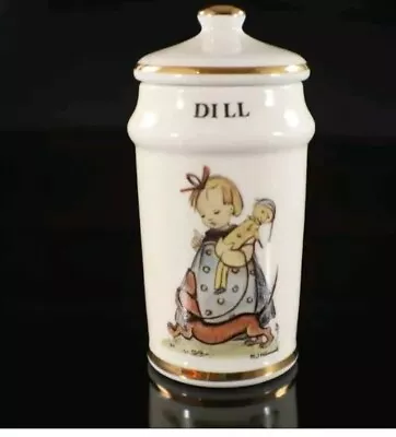 MJ Hummel Spice Jar DILL 24K Gold Trim Empty 1987 W/ Recipe Card With Lid Vtg • $32