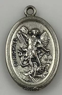 Vintage Catholic Saint St Michael Guardian Angel Silver Tone Medal • $9.99