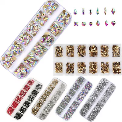 12Grid/Box 3D Nail Art Rhinestones Mix Size Flatback Glitter Diamonds Tips Decor • $8.89