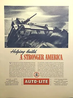 Auto-Lite 18 Plants War Production Tank Plane Ship Parts Vintage Print Ad 1941 • $18.77